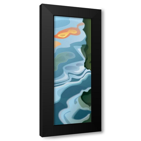 Liquid Waves Black Modern Wood Framed Art Print by PI Studio