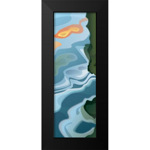 Liquid Waves Black Modern Wood Framed Art Print by PI Studio