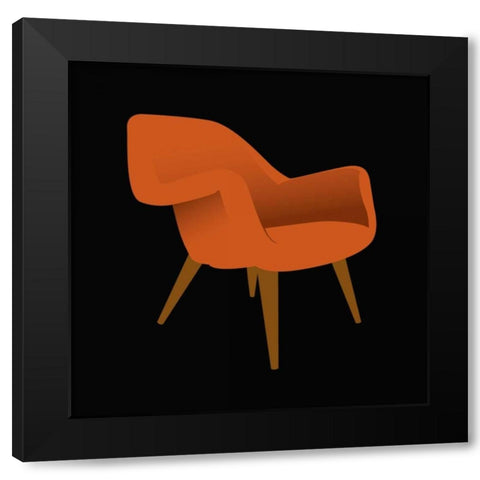 Mid Century Chair II Black Modern Wood Framed Art Print with Double Matting by PI Studio