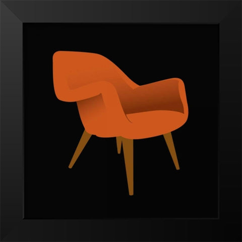 Mid Century Chair II Black Modern Wood Framed Art Print by PI Studio