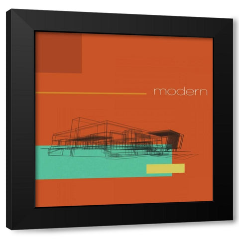 Architek II Black Modern Wood Framed Art Print with Double Matting by PI Studio