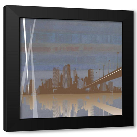 City Scape Black Modern Wood Framed Art Print with Double Matting by PI Studio