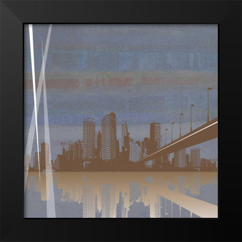 City Scape Black Modern Wood Framed Art Print by PI Studio