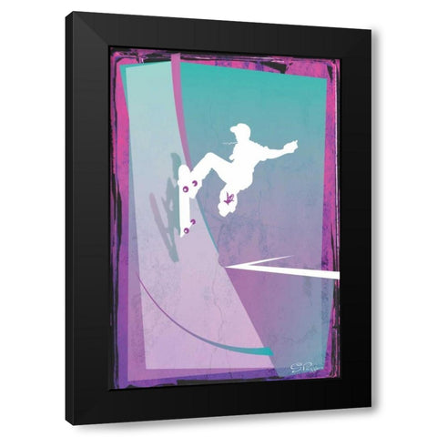 Skate Black Modern Wood Framed Art Print with Double Matting by PI Studio