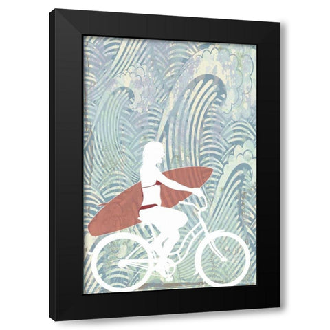 Surf Black Modern Wood Framed Art Print with Double Matting by PI Studio