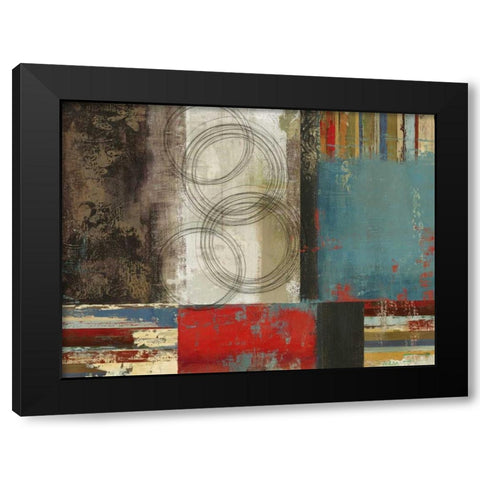 Spheres and Stripes Black Modern Wood Framed Art Print with Double Matting by PI Studio