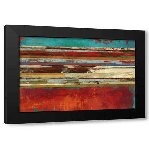 Worn Red Black Modern Wood Framed Art Print with Double Matting by PI Studio