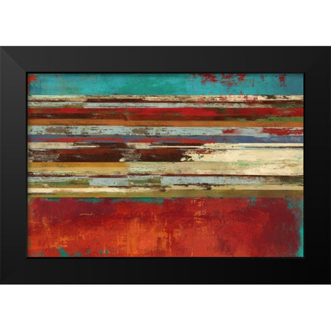 Worn Red Black Modern Wood Framed Art Print by PI Studio