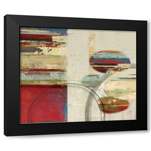 Orbs and Stripes Black Modern Wood Framed Art Print with Double Matting by PI Studio