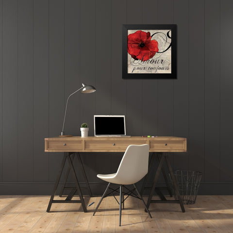 Amour Toujours Black Modern Wood Framed Art Print by PI Studio