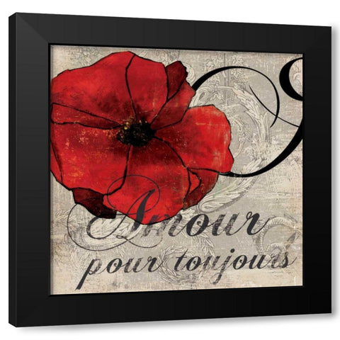 Amour Toujours Black Modern Wood Framed Art Print by PI Studio