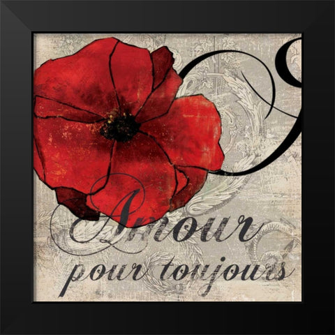 Amour Toujours Black Modern Wood Framed Art Print by PI Studio