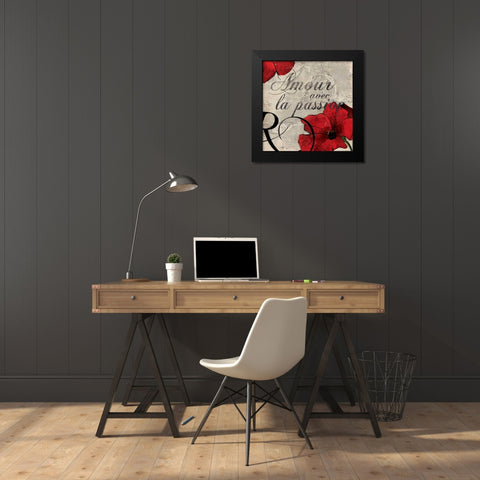 Amour Passion Black Modern Wood Framed Art Print by PI Studio