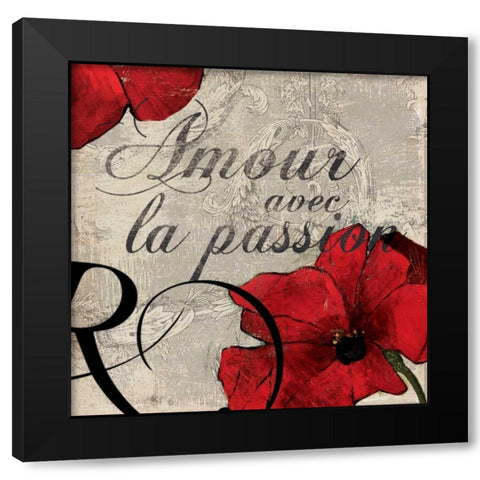 Amour Passion Black Modern Wood Framed Art Print by PI Studio