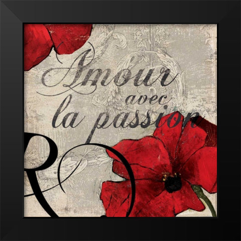 Amour Passion Black Modern Wood Framed Art Print by PI Studio