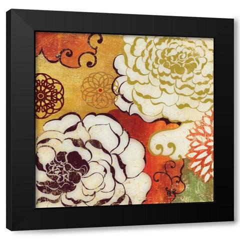 Silk Embers Black Modern Wood Framed Art Print with Double Matting by PI Studio