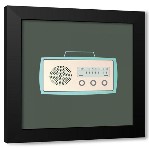 MCM Radio I Black Modern Wood Framed Art Print with Double Matting by PI Studio