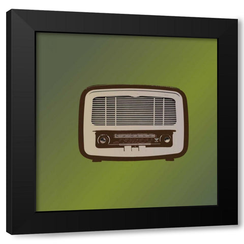 MCM Radio II Black Modern Wood Framed Art Print with Double Matting by PI Studio