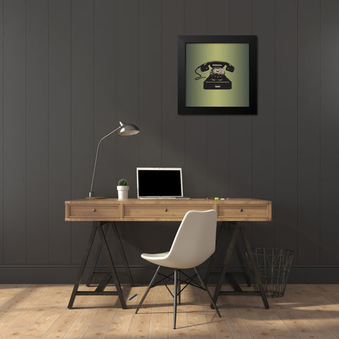 MCM Telephone Black Modern Wood Framed Art Print by PI Studio