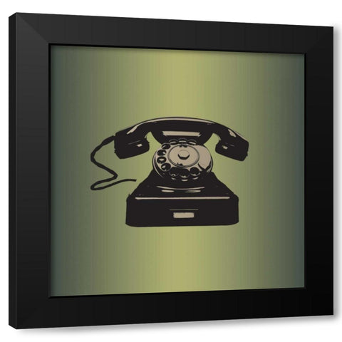 MCM Telephone Black Modern Wood Framed Art Print with Double Matting by PI Studio