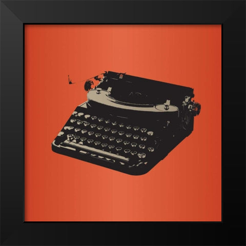 MCM Typewriter Black Modern Wood Framed Art Print by PI Studio