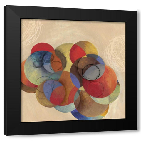 Cubist Circles Black Modern Wood Framed Art Print with Double Matting by PI Studio