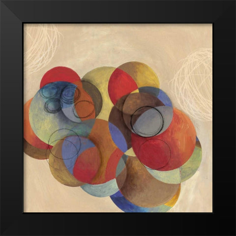 Cubist Circles Black Modern Wood Framed Art Print by PI Studio