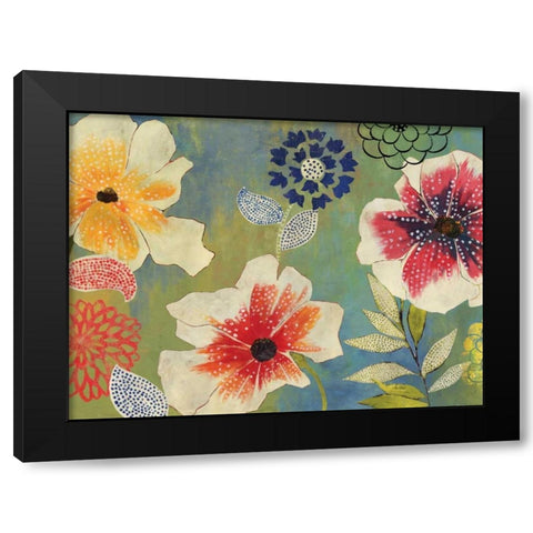 Folk Garden Black Modern Wood Framed Art Print with Double Matting by PI Studio