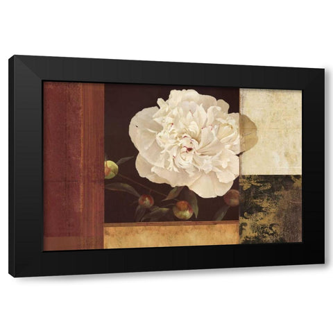 Bronzed Floral Black Modern Wood Framed Art Print with Double Matting by PI Studio