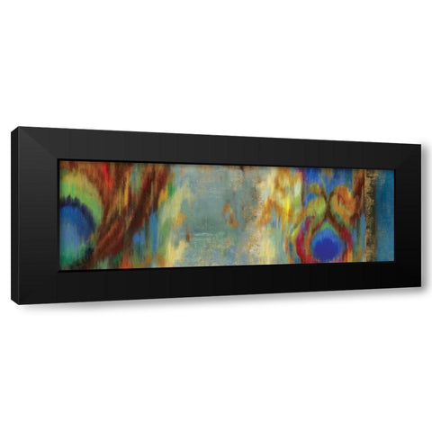 Peacock Abstract Black Modern Wood Framed Art Print with Double Matting by PI Studio