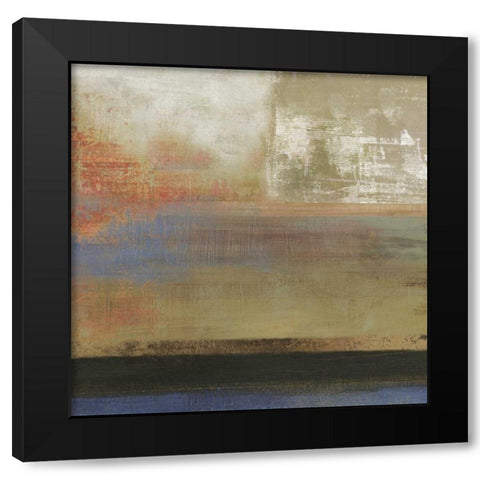 Indigo Sweep Black Modern Wood Framed Art Print with Double Matting by PI Studio