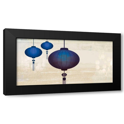 Midnight Lanterns I Black Modern Wood Framed Art Print with Double Matting by PI Studio