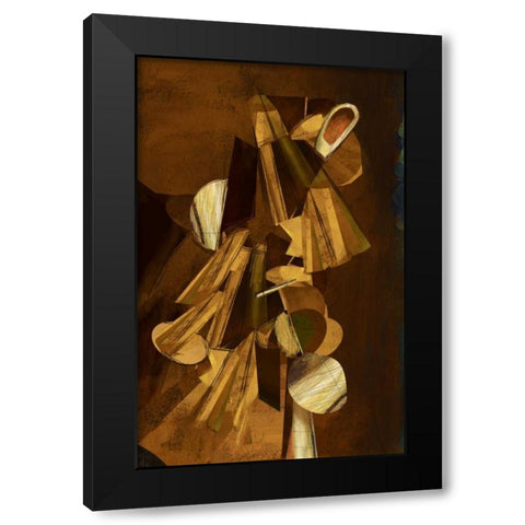 Dynamic III Black Modern Wood Framed Art Print with Double Matting by PI Studio