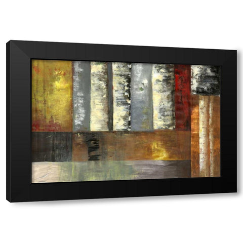 Abstracted Birches I Black Modern Wood Framed Art Print with Double Matting by PI Studio