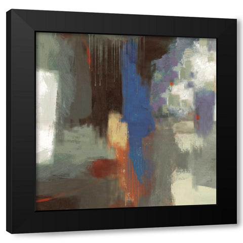 Blue Abstract Black Modern Wood Framed Art Print with Double Matting by PI Studio