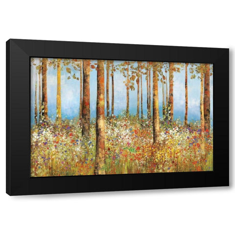 Field of Flowers Black Modern Wood Framed Art Print with Double Matting by PI Studio
