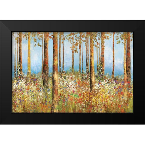 Field of Flowers Black Modern Wood Framed Art Print by PI Studio