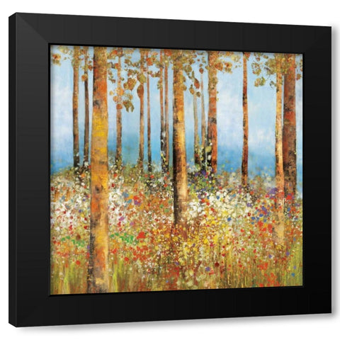 Field of Flowers I Black Modern Wood Framed Art Print with Double Matting by PI Studio