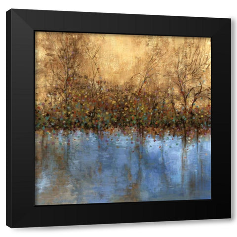 Indigo Landscape Black Modern Wood Framed Art Print with Double Matting by PI Studio