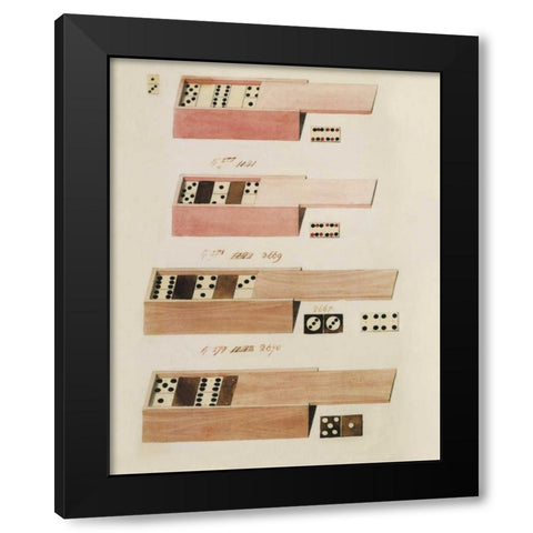 Dominoes Black Modern Wood Framed Art Print with Double Matting by PI Studio