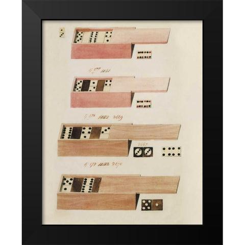Dominoes Black Modern Wood Framed Art Print by PI Studio