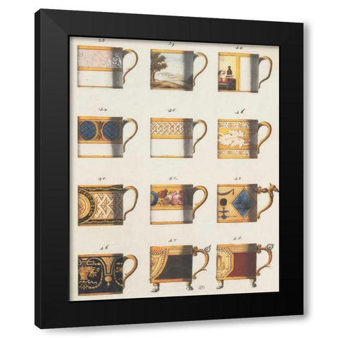 Teacups II Black Modern Wood Framed Art Print with Double Matting by PI Studio