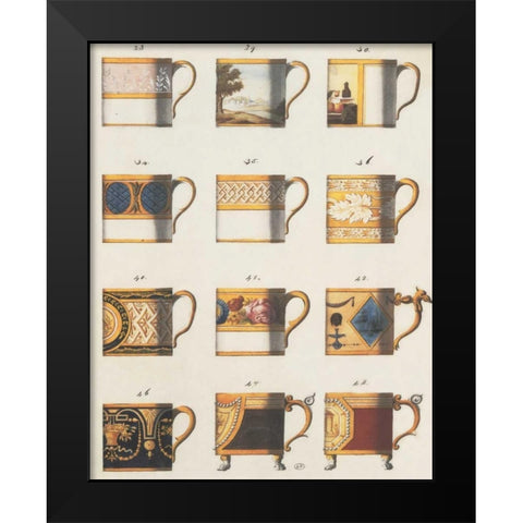 Teacups II Black Modern Wood Framed Art Print by PI Studio