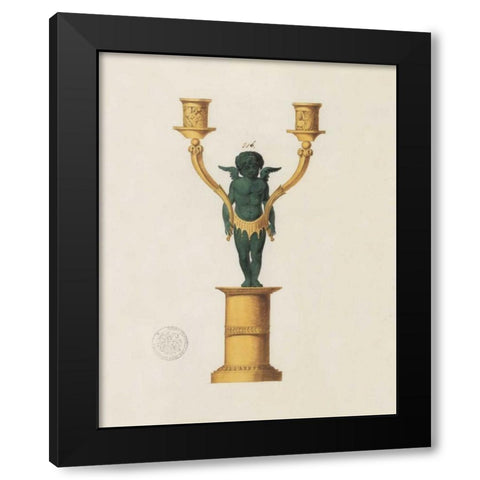 Cherub Candelabra Black Modern Wood Framed Art Print with Double Matting by PI Studio