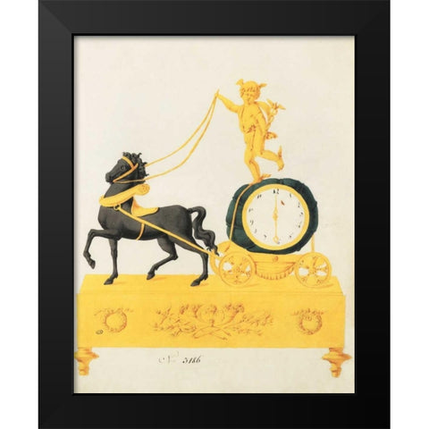 Cherub Clock Black Modern Wood Framed Art Print by PI Studio