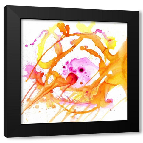 Watercolour Abstract V Black Modern Wood Framed Art Print with Double Matting by PI Studio