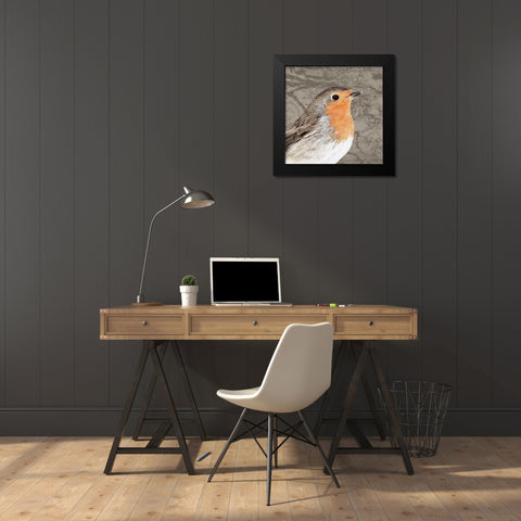 Feathered V Black Modern Wood Framed Art Print by PI Studio