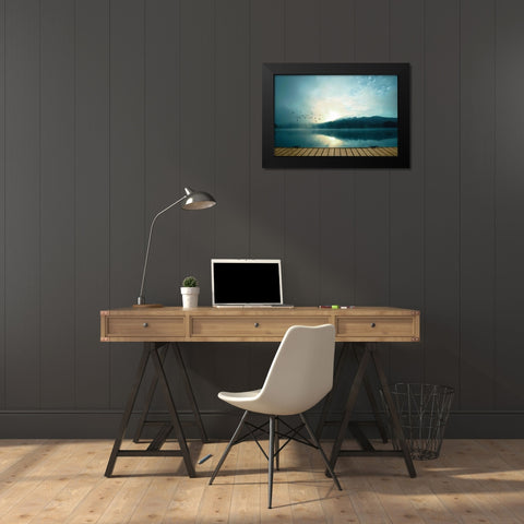 Waterside Black Modern Wood Framed Art Print by PI Studio