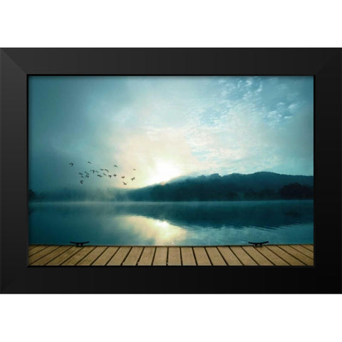 Waterside Black Modern Wood Framed Art Print by PI Studio