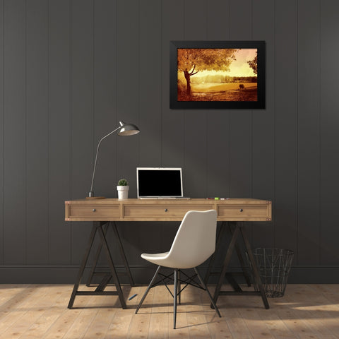 Golden Country Black Modern Wood Framed Art Print by PI Studio